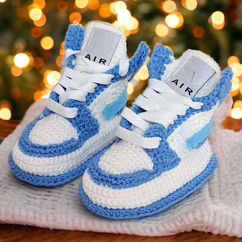 Crocheted Baby Boy Jordan-Style Basketball Sneakers - view 5 Crocheted Baby Boy Jordan-Style Basketball Sneakers - view 5