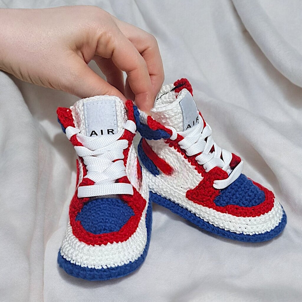 Custom Jordan-Style Navy Blue & Red Washington Basketball Team Baby Booties - view 4