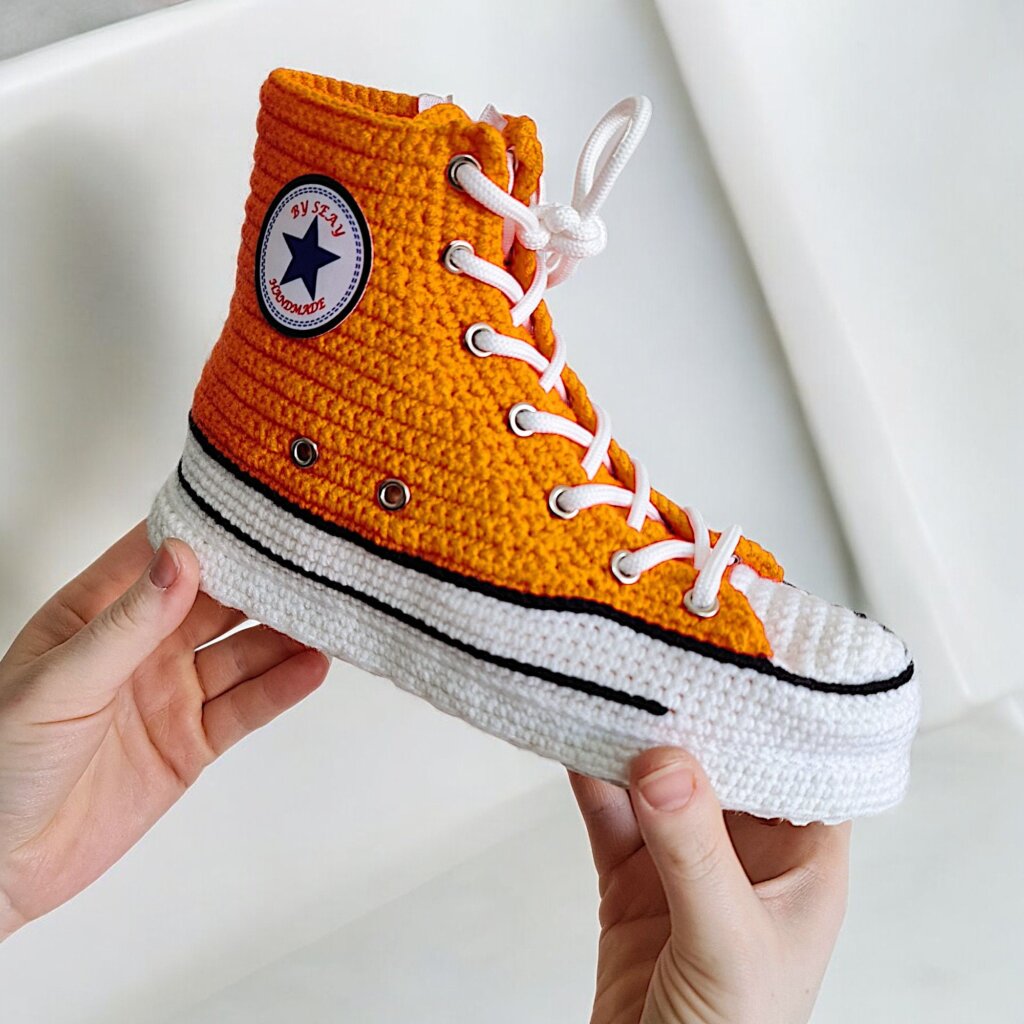 Orange Crochet Sneakers Style Slippers - view 3