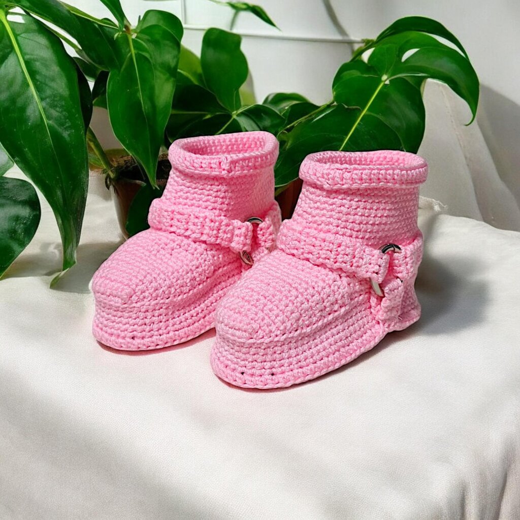 Pink Crochet Baby Girl Booties - view 4