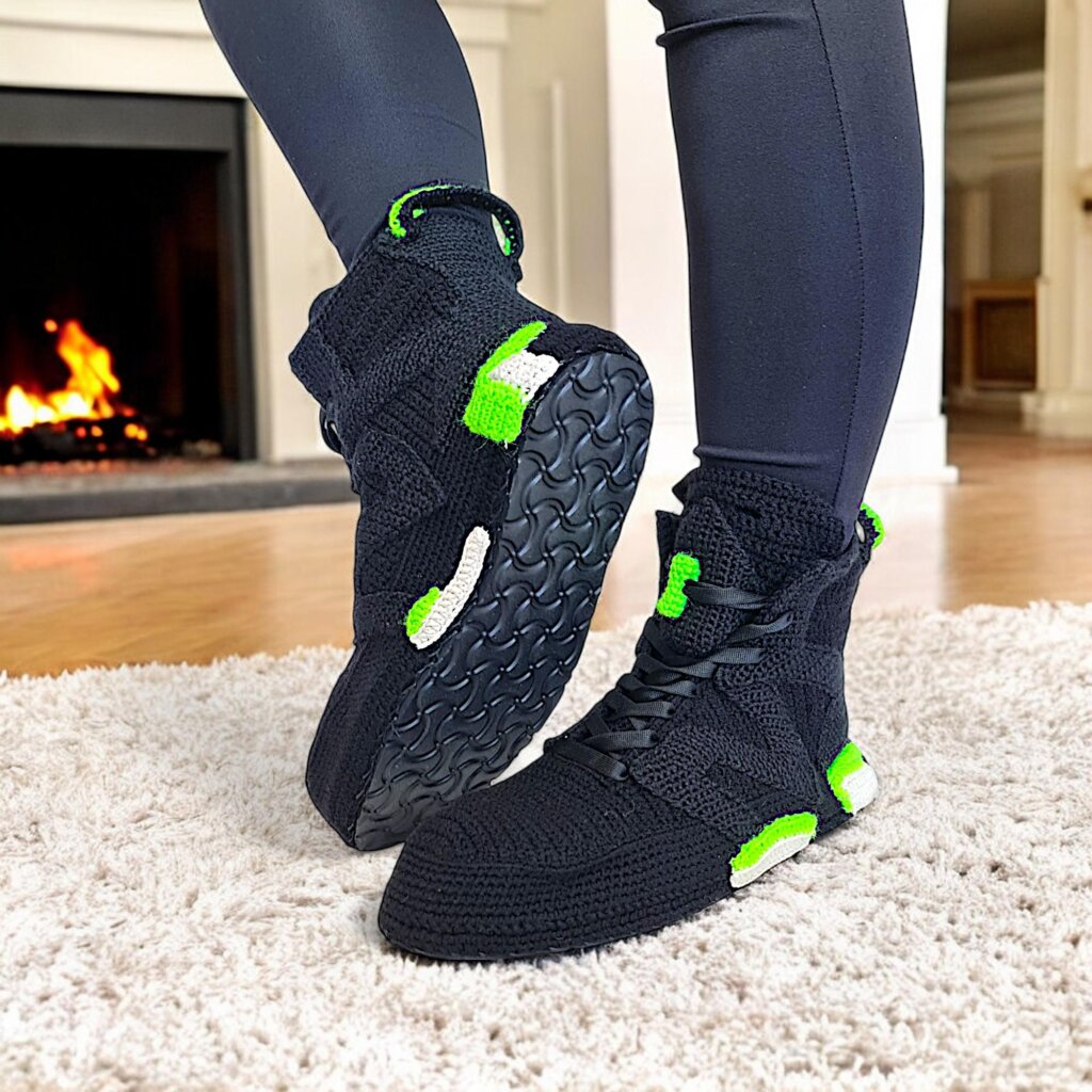 Retro Jordans Style Neon Green Sneakers Slippers - view 3