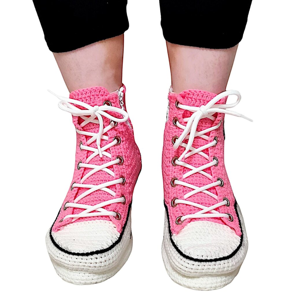 Handmade Black Crochet Sneakers Style Slippers - view 4