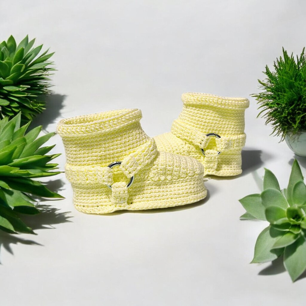 Gender-Neutral Yellow Baby Booties - view 2 Gender-Neutral Yellow Baby Booties - view 2