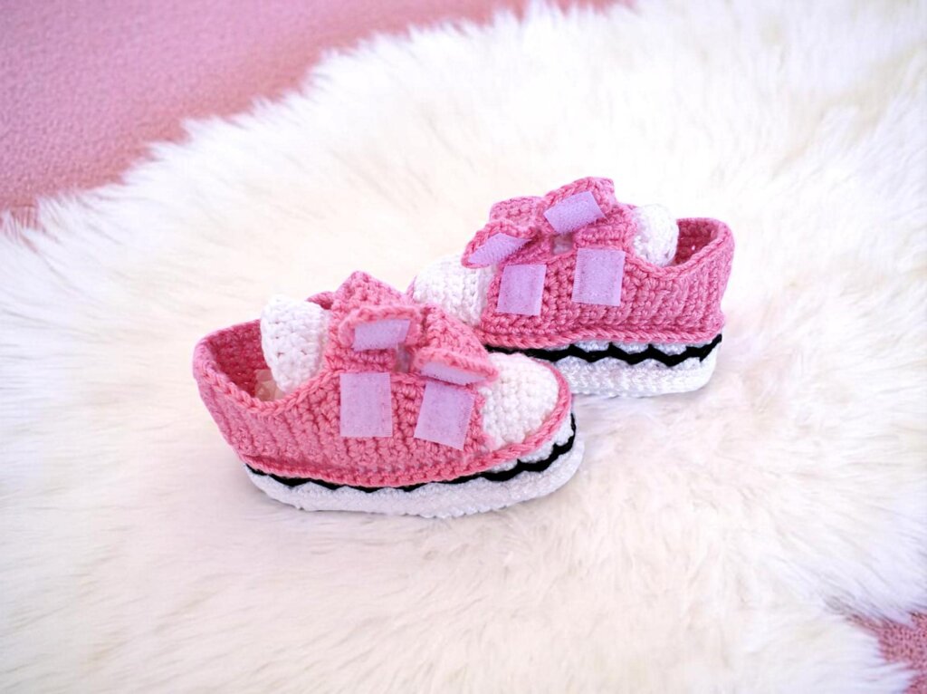 Custom Rose Dust Crochet Baby Shoes - view 4