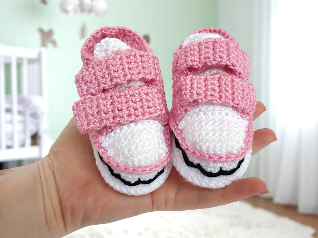 Custom Rose Dust Crochet Baby Shoes - view 5
