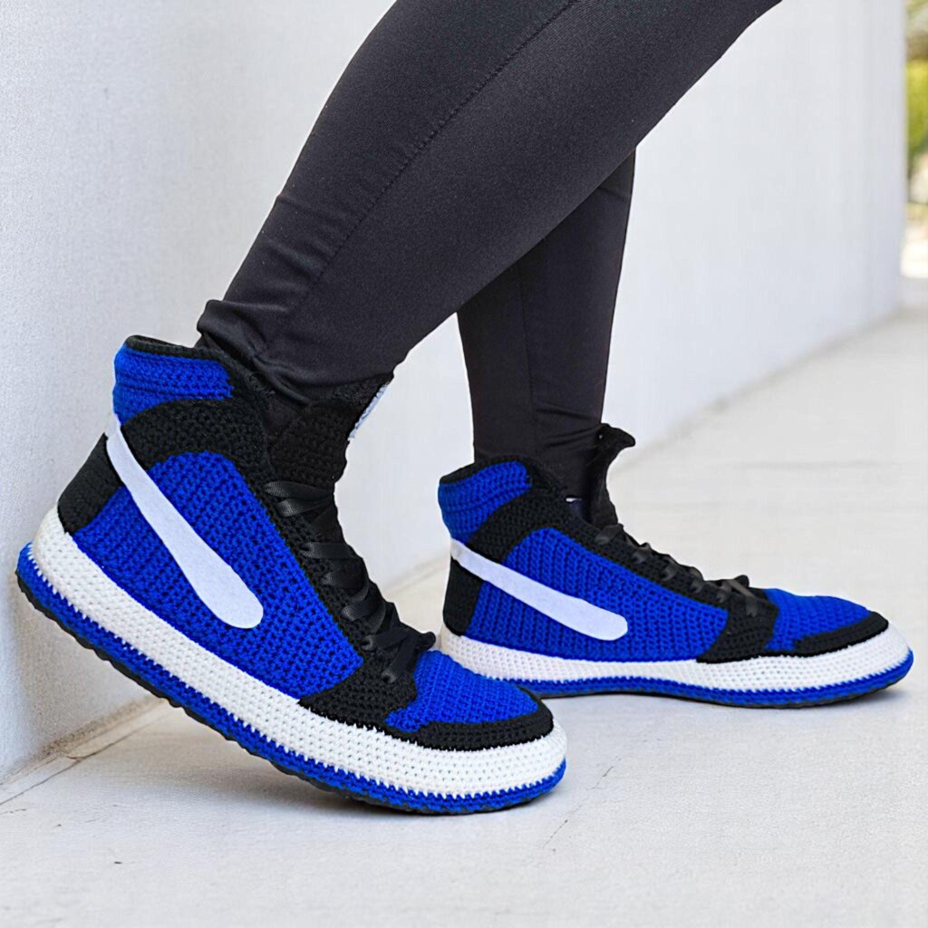 Custom Crochet Jordan Style Sneaker Slippers - view 3