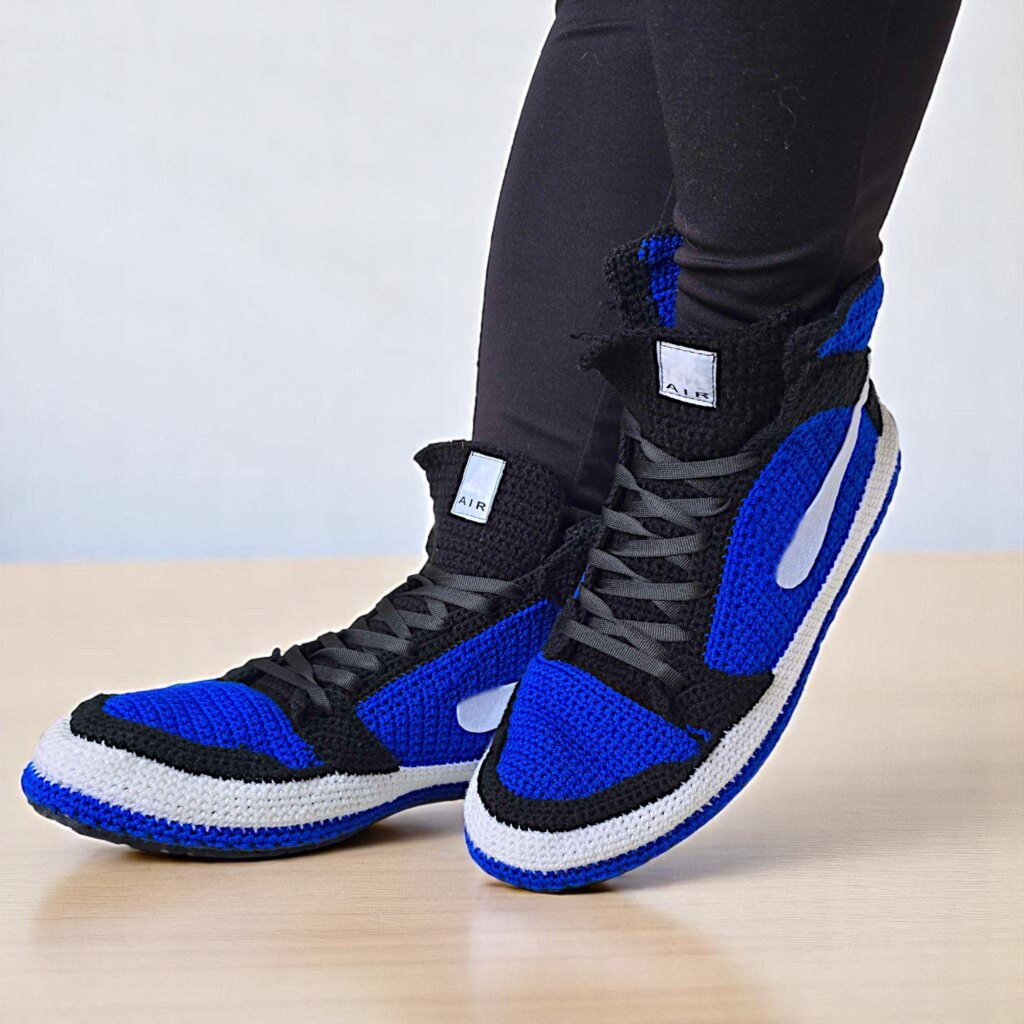 Custom Crochet Jordan Style Sneaker Slippers - view 5