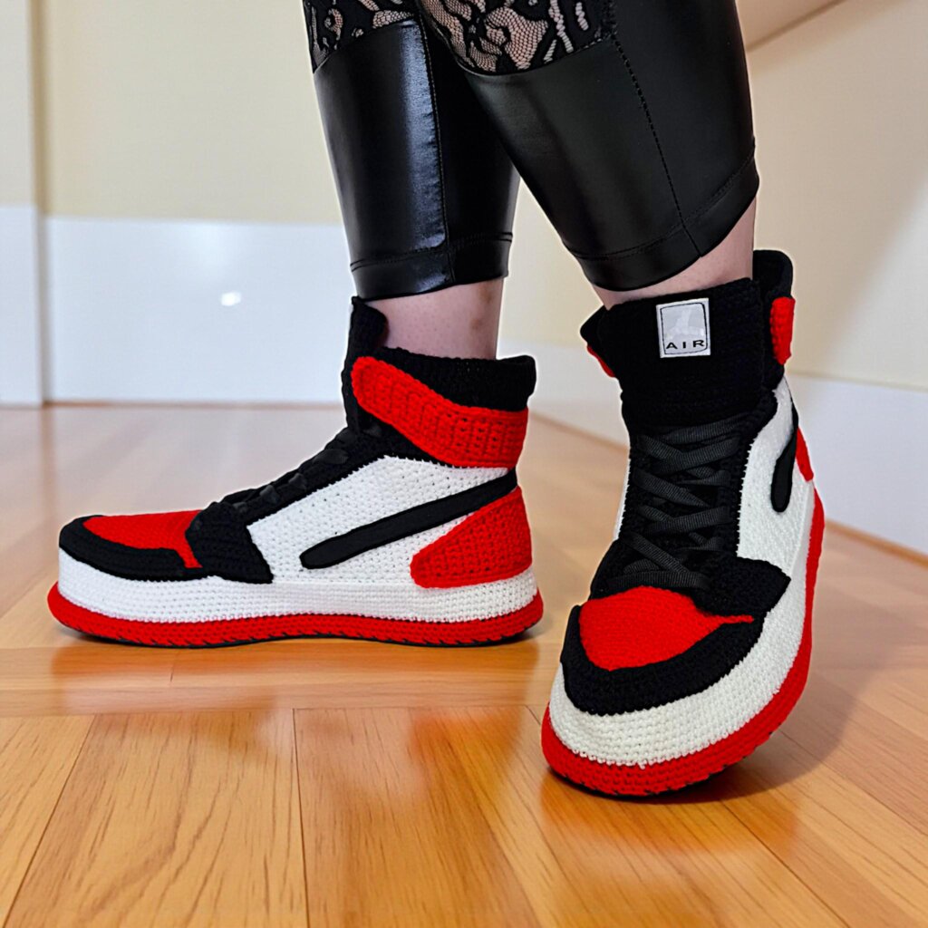 Jordan Red Black Crochet Slippers - view 5