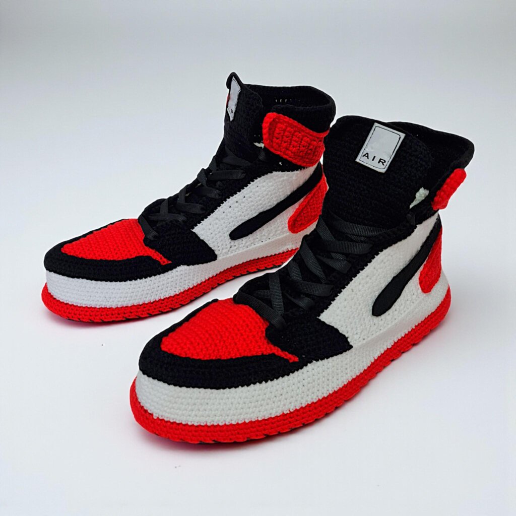 Jordan Red Black Crochet Slippers - view 2