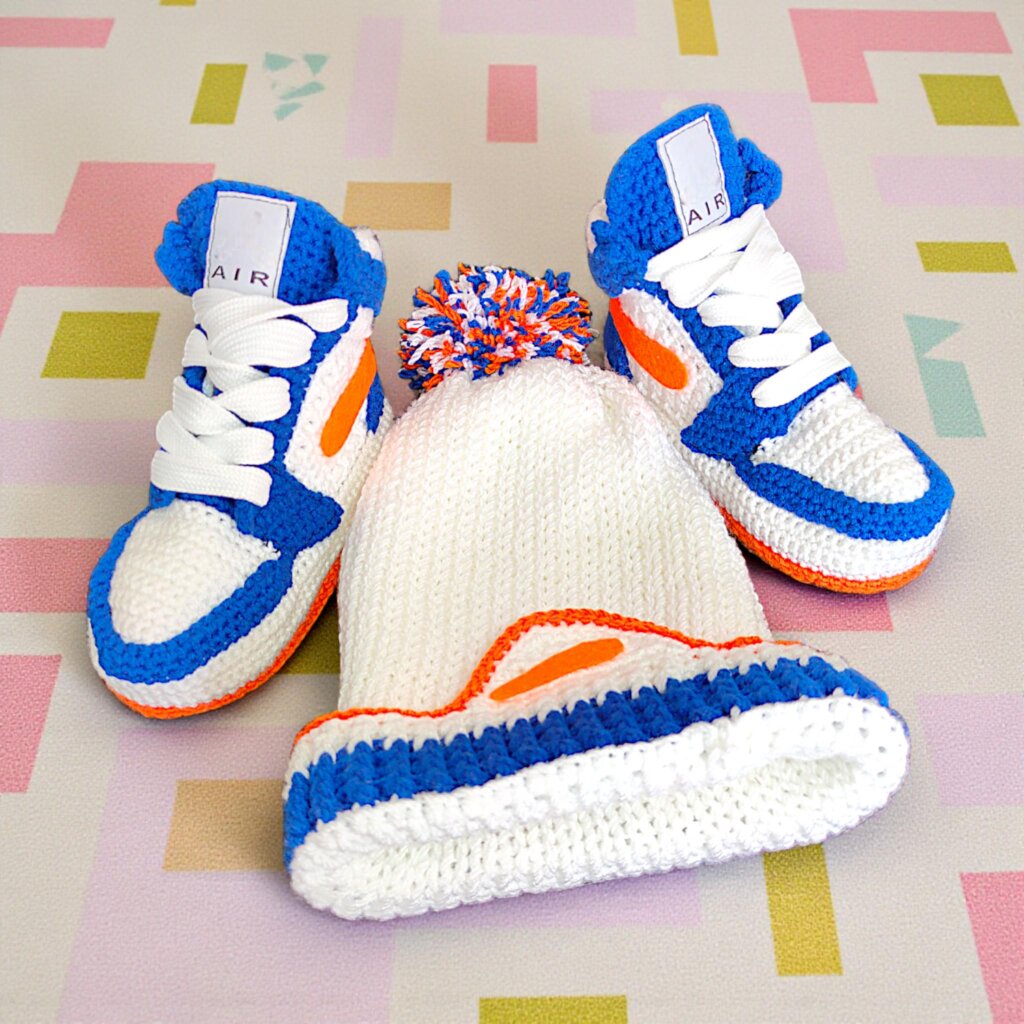 Crochet Baby Jordan Booties & Beanie Set - view 3