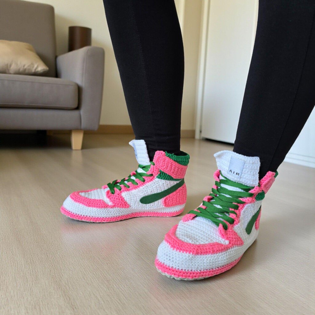 Crochet Jordan Sneaker Pink Slippers - view 4