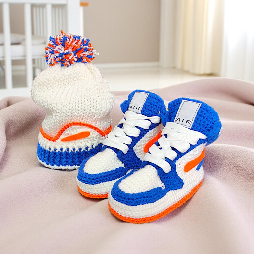 Crochet Baby Jordan Booties & Beanie Set - view 5