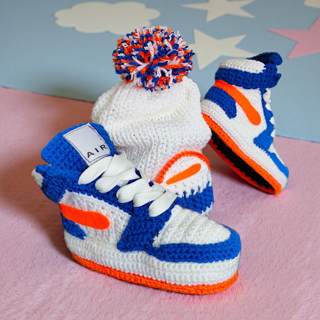 Crochet Baby Jordan Booties & Beanie Set - view 4