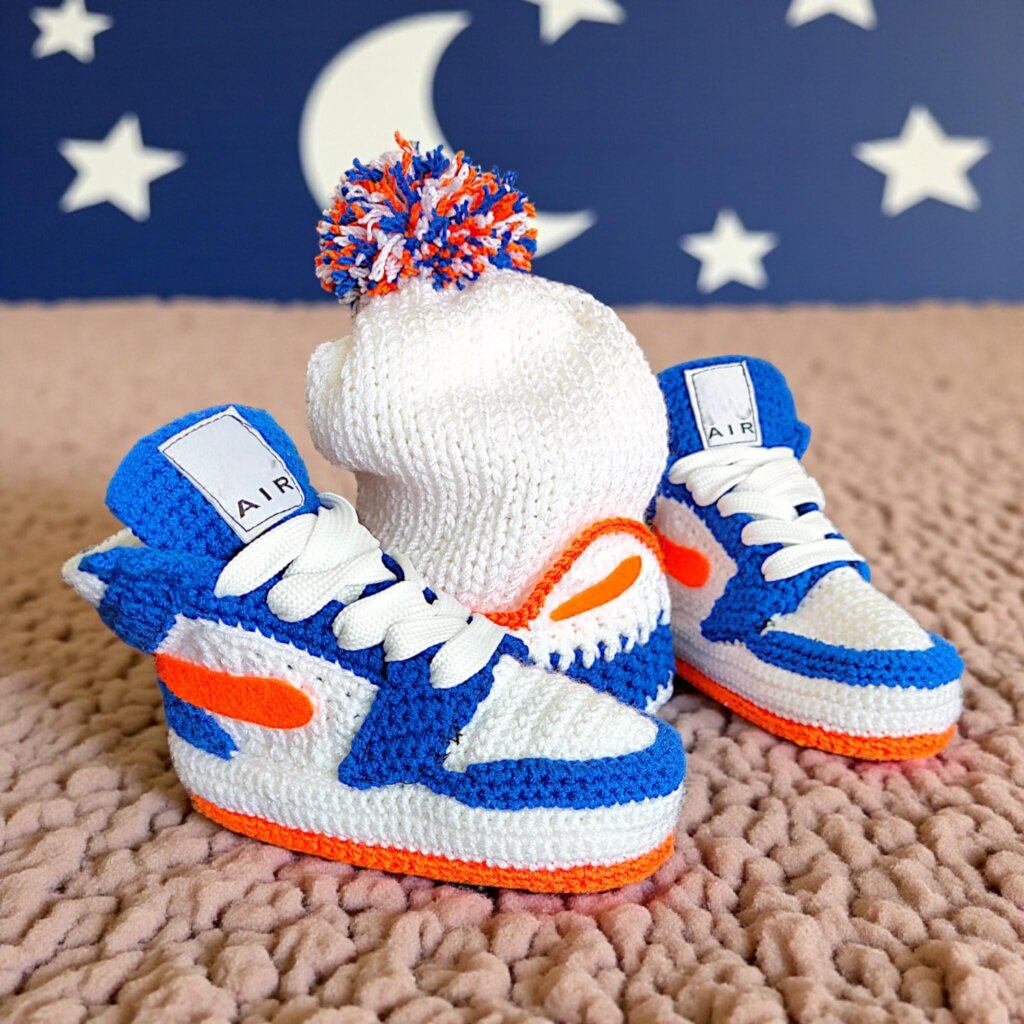 Crochet Baby Jordan Booties & Beanie Set - view 2