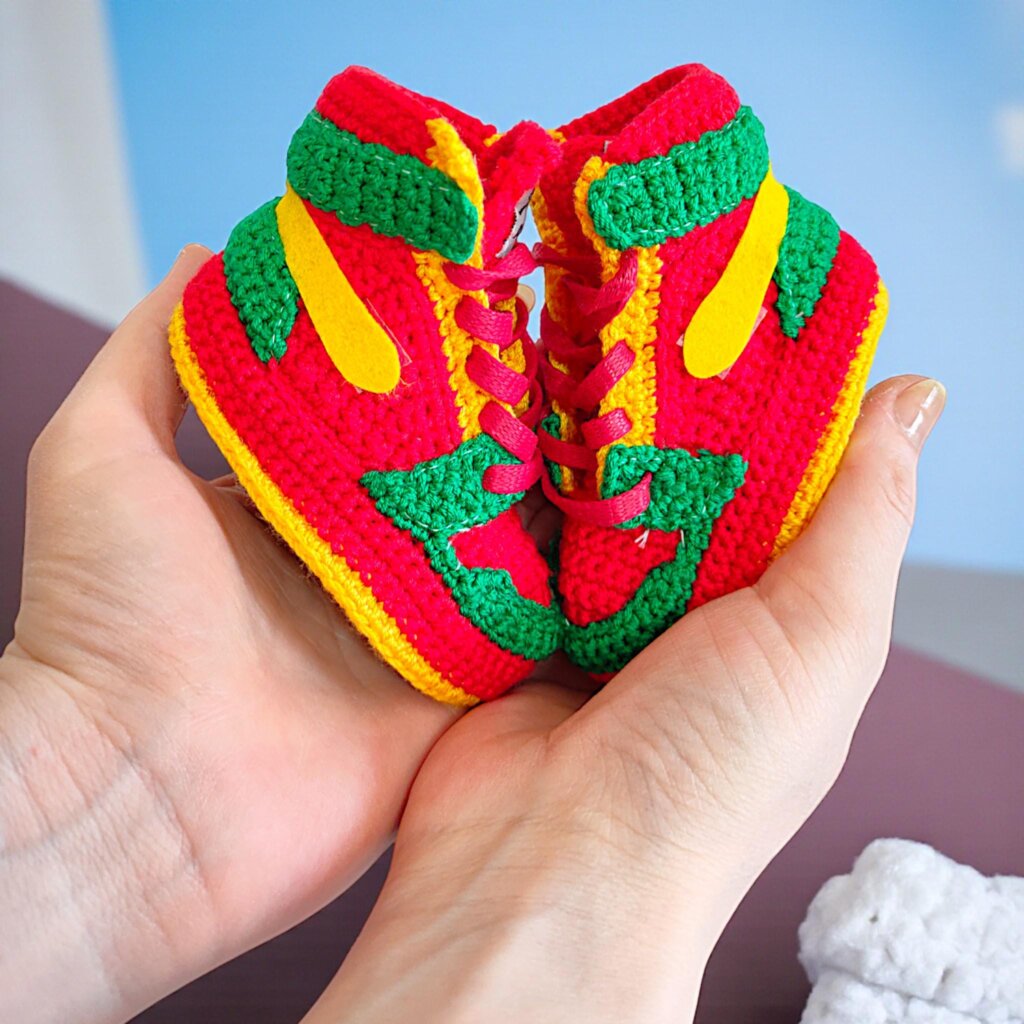 Crochet Newborn Jordan Colorful Sneakers - view 2