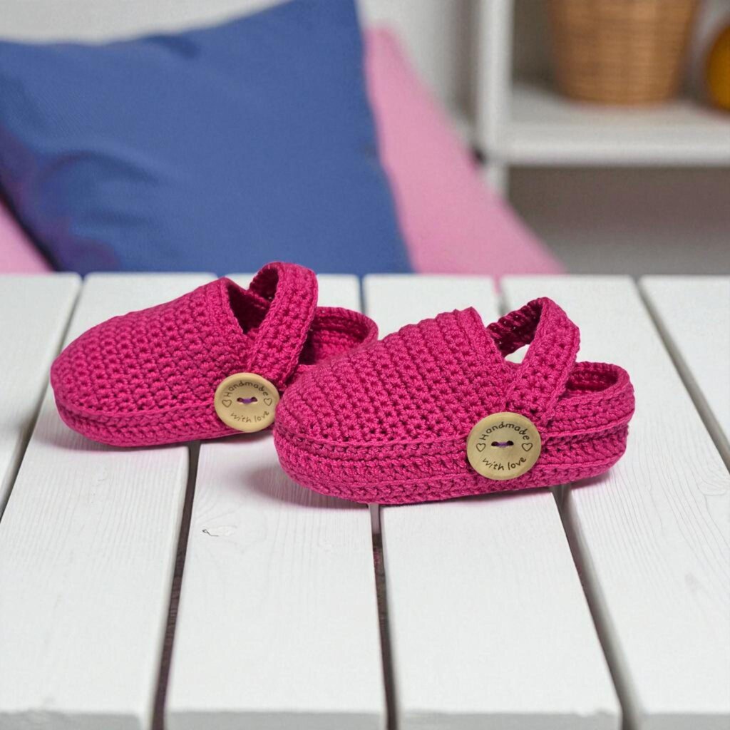 Hot Pink Crochet Baby Clog Sandals - view 5