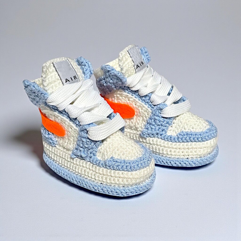 Jordan Baby Blue Crochet Boy Booties - view 5