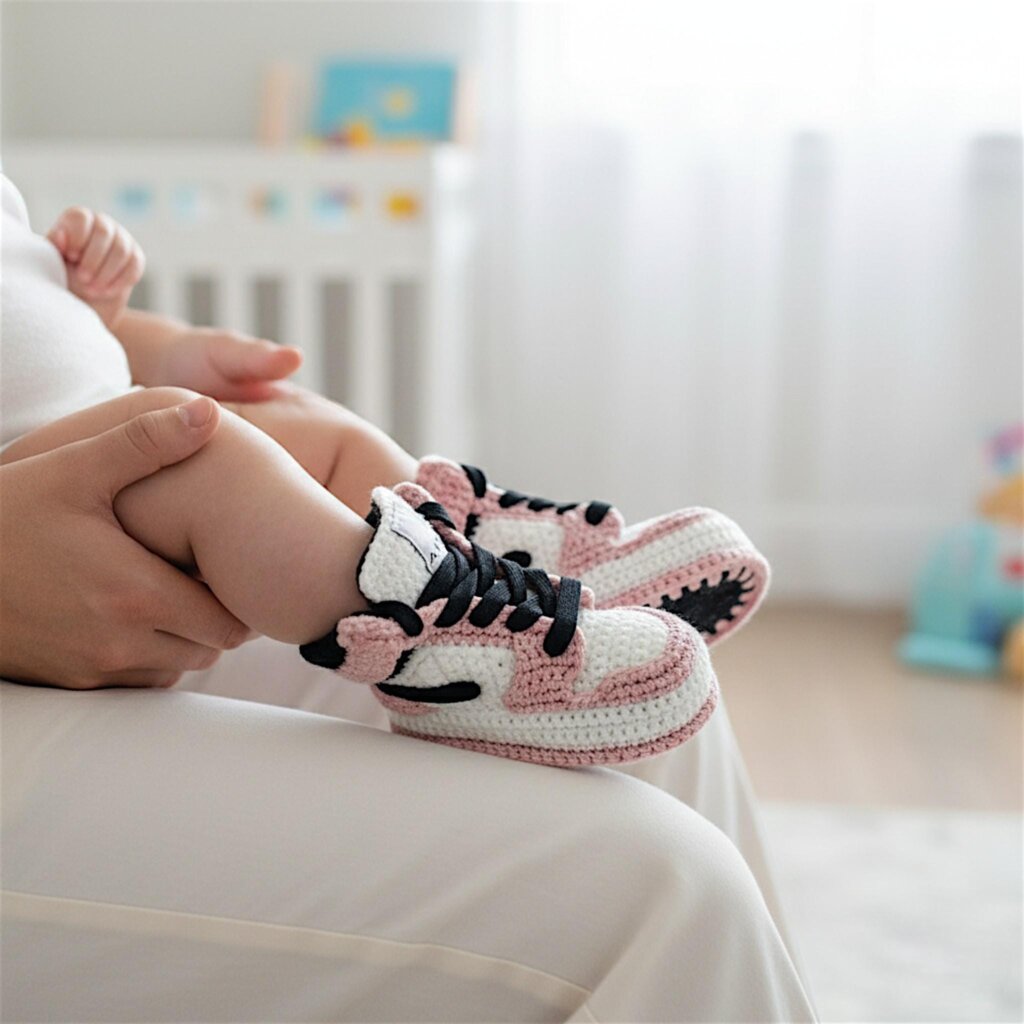 Crochet Jordan Style Baby Sneakers - view 3