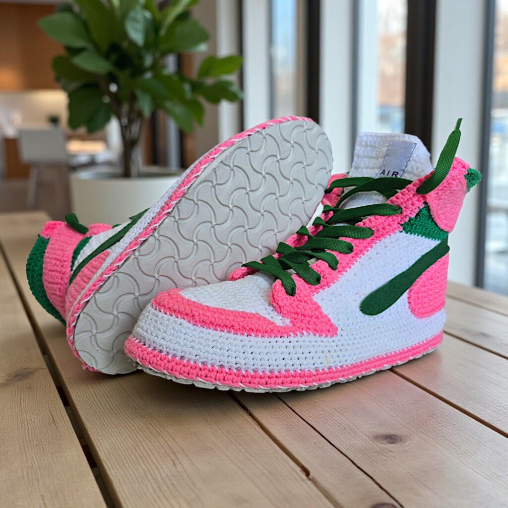 Crochet Jordan Sneaker Pink Slippers - view 3