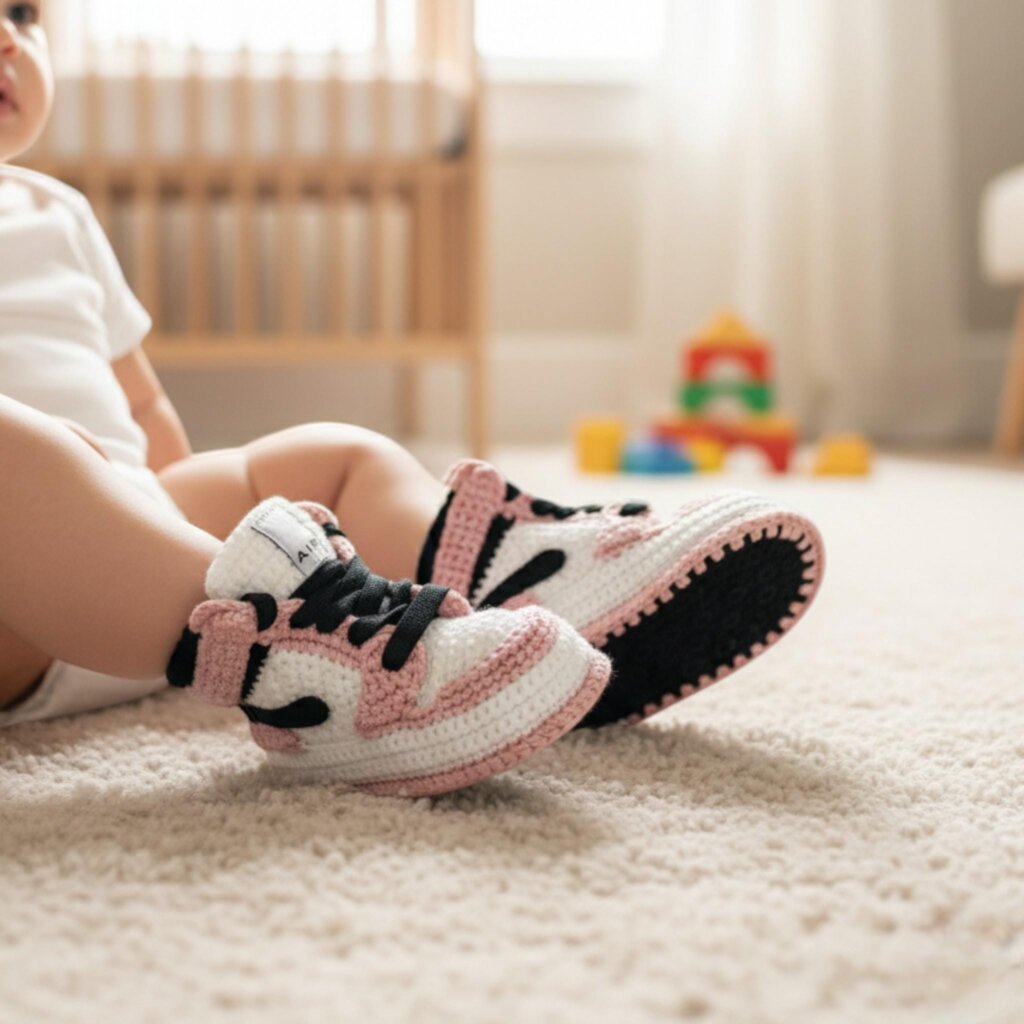 Crochet Jordan Style Baby Sneakers - view 5