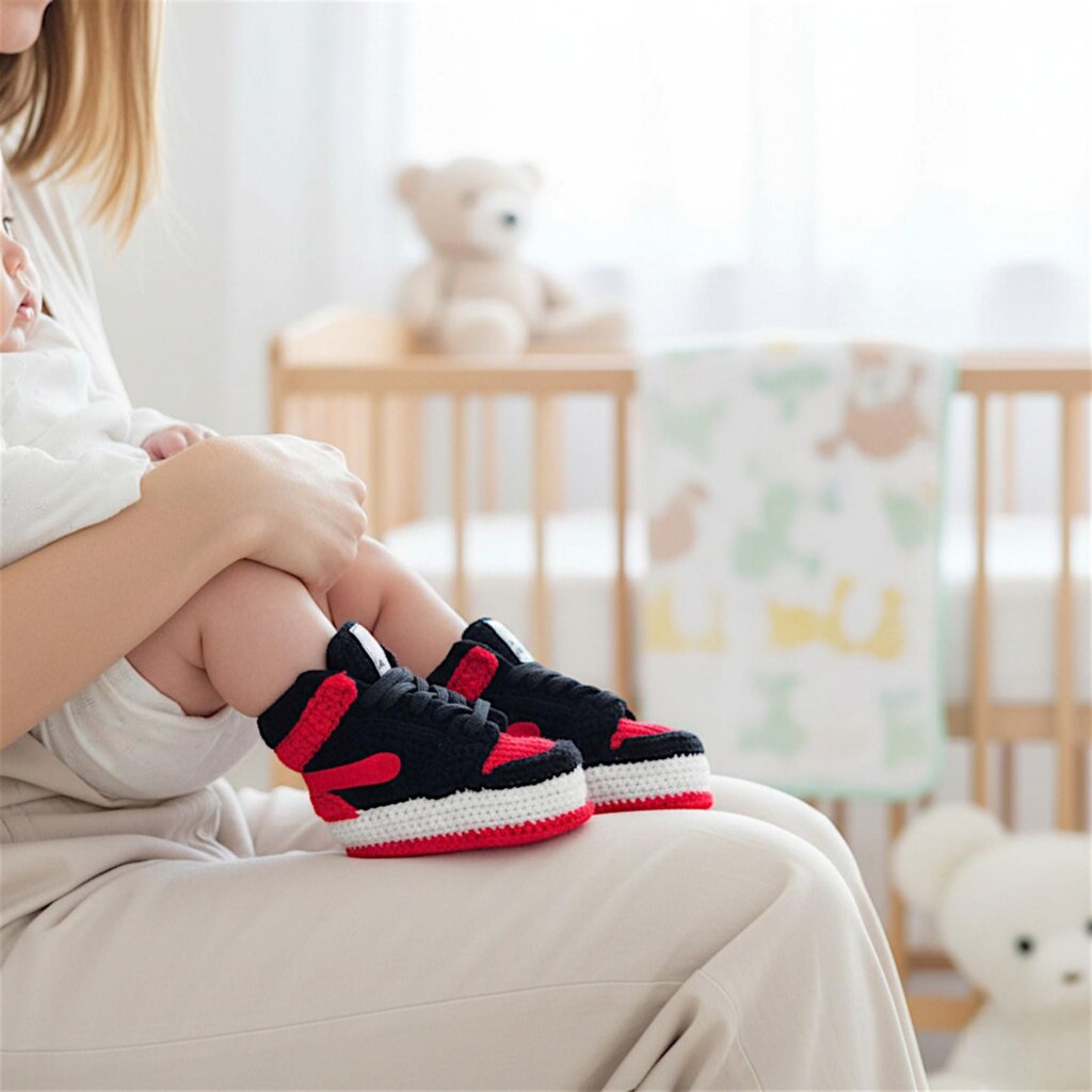 Basketball Retro Crochet Baby Jordans Style Sneakers Booties - view 3