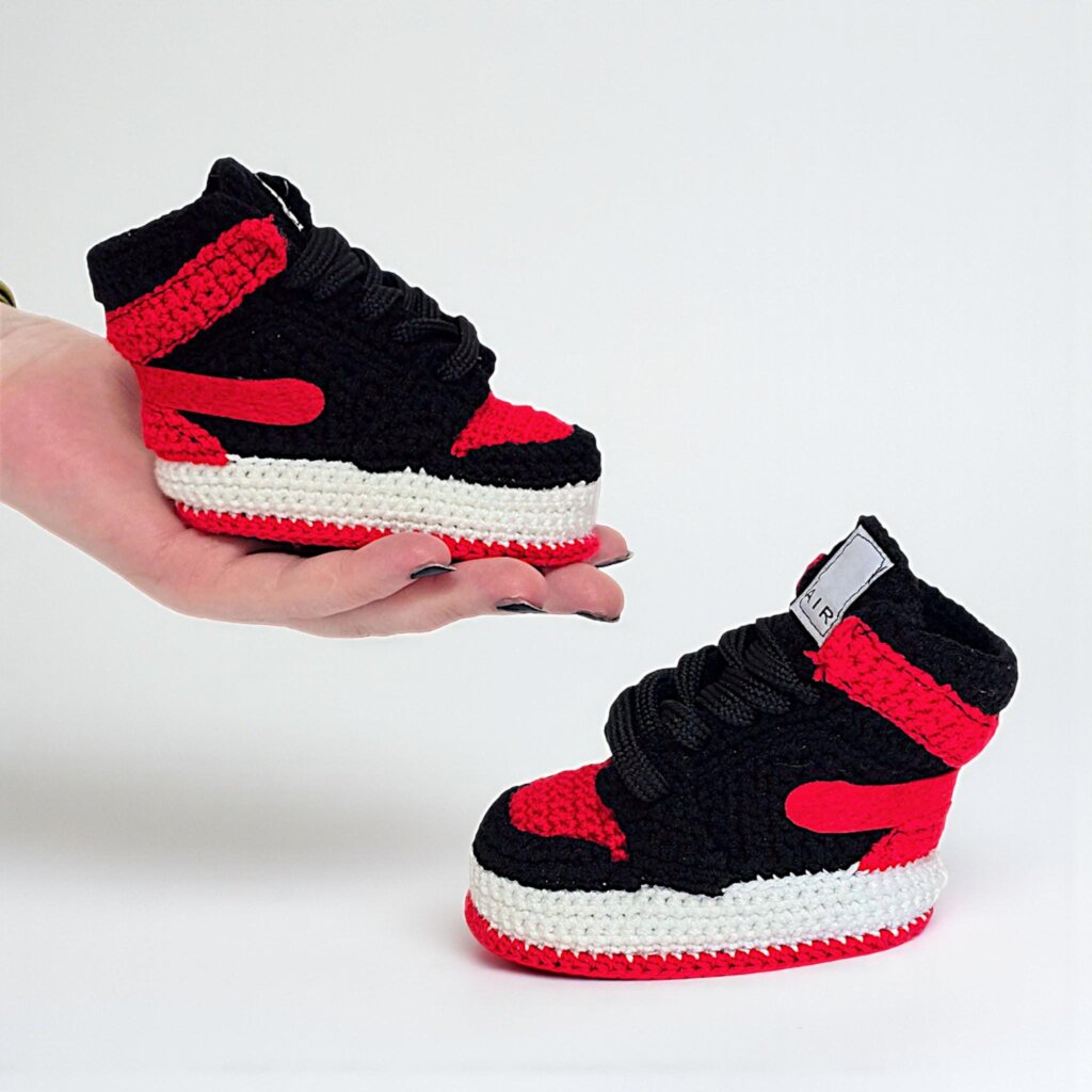 Basketball Retro Crochet Baby Jordans Style Sneakers Booties - view 2