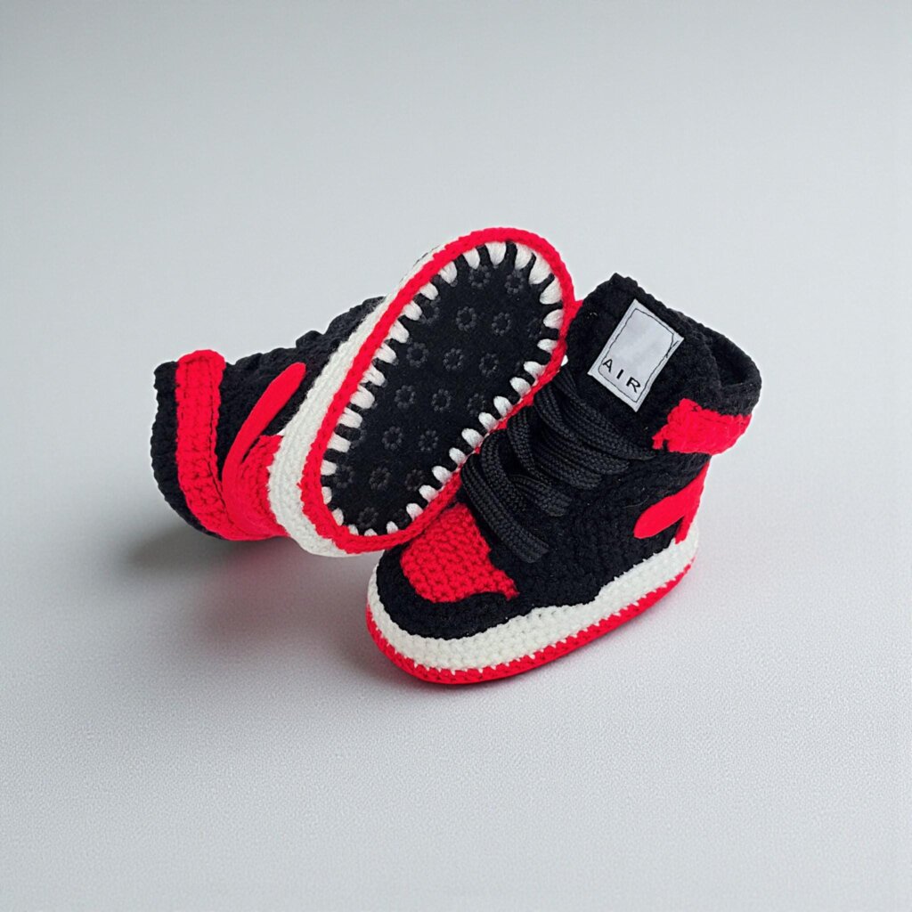 Basketball Retro Crochet Baby Jordans Style Sneakers Booties - view 4