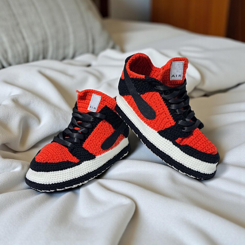 Crochet Jordan-Style Low-Top Sneaker Slippers - view 5