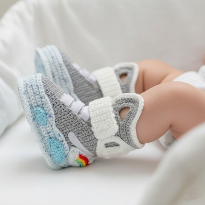 Crochet Air Mags Baby Booties, Marty McFly Newborn Knit Shoes, Baby Shower Gift, Back to the Future Infant Sneakers, Time Travel Baby Gifts