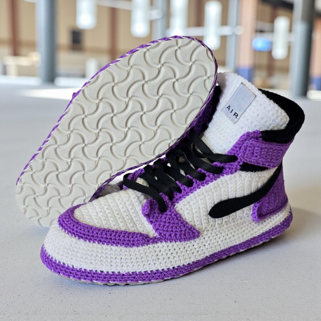 Crochet Jordan Style Purple Slippers - view 5