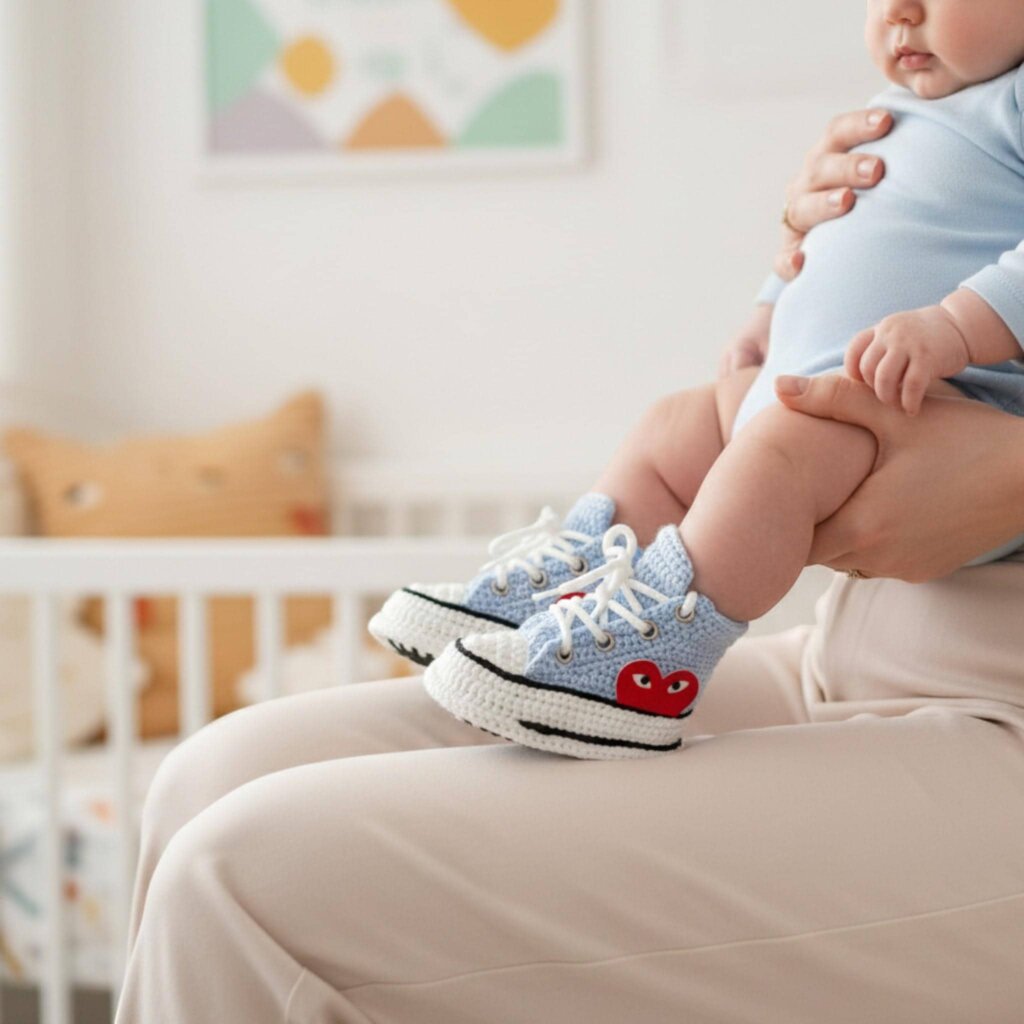 Baby Blue Crochet Converse Booties - view 5