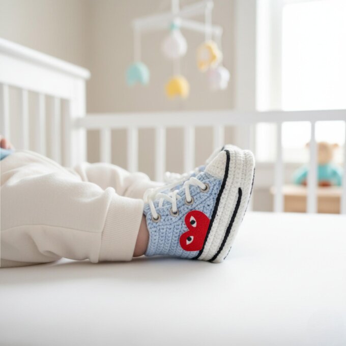 Baby Blue Crochet Converse Booties