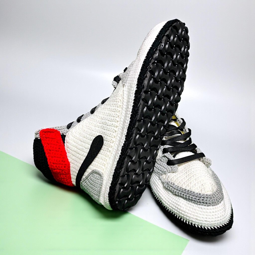 Crochet Jordan-Style Smoke Gray Sneaker Slippers - view 5 Crochet Jordan-Style Smoke Gray Sneaker Slippers - view 5