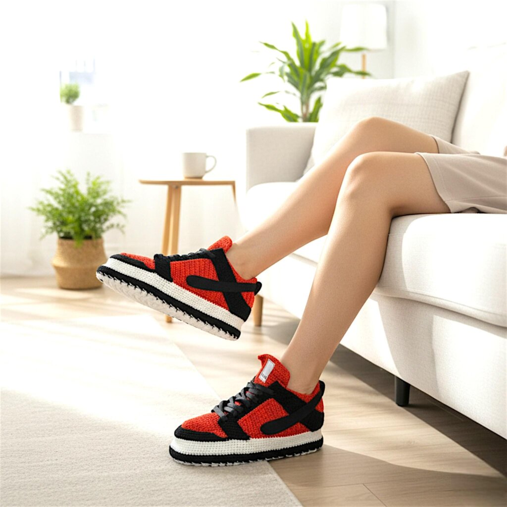 Crochet Jordan-Style Low-Top Sneaker Slippers - view 3