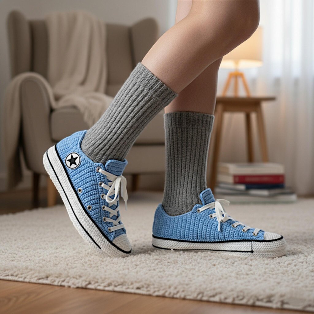 Crochet Sneaker Style Slippers - view 4