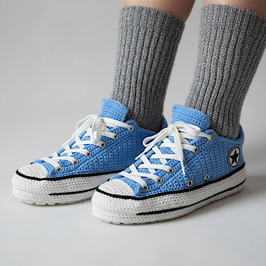 Crochet Sneaker Style Slippers - view 2