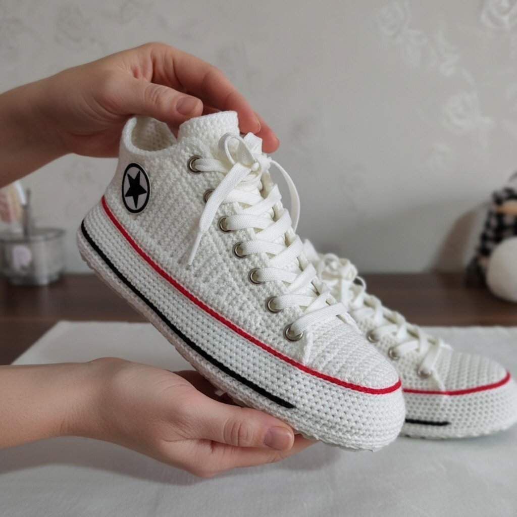 White Crochet Canvas Slippers - view 2