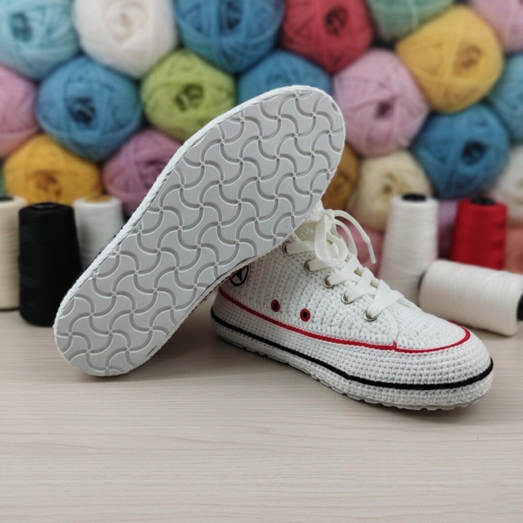 White Crochet Canvas Slippers - view 4