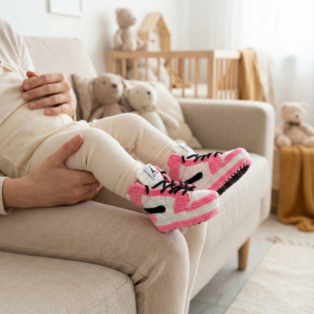 Baby Jordan Style Pink Crochet Sneakers Booties - view 4
