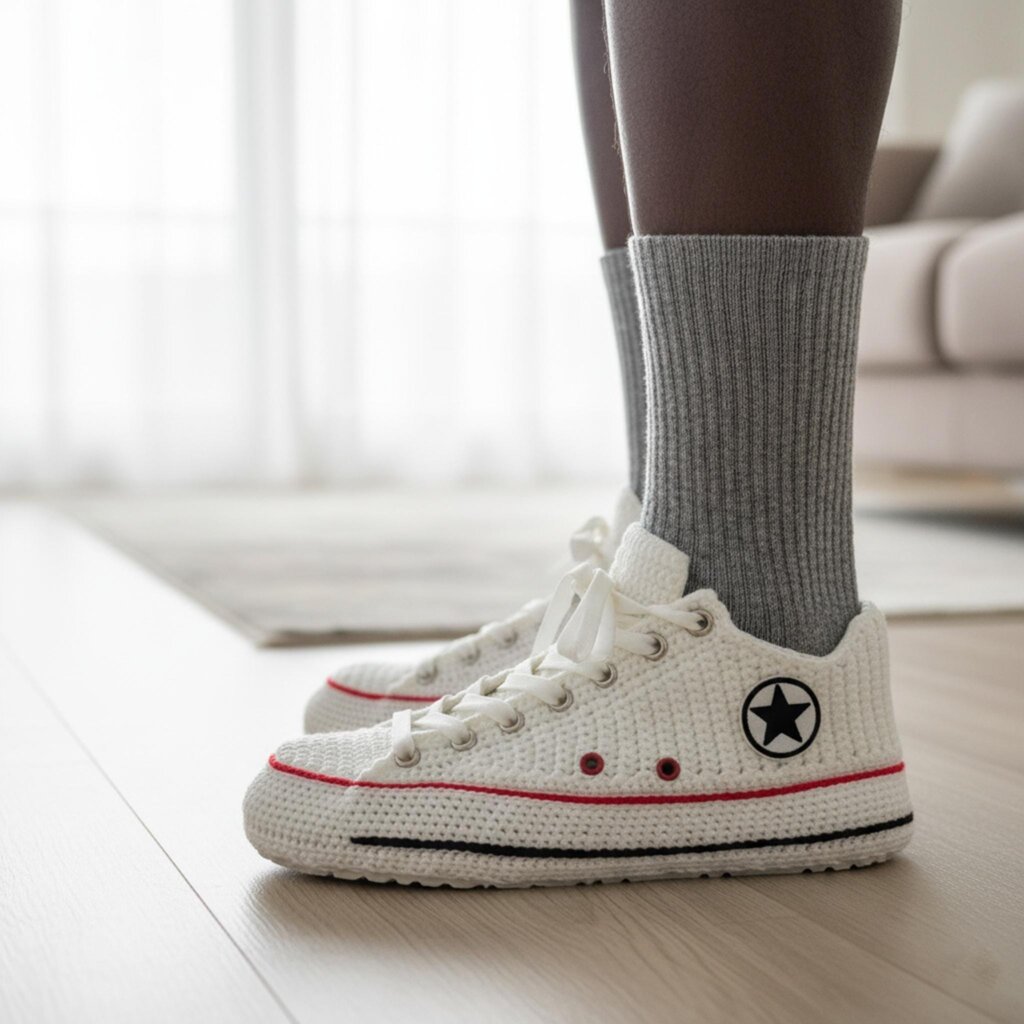 White Crochet Canvas Slippers - view 3