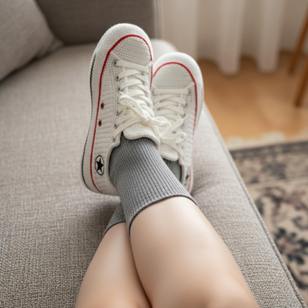 White Crochet Canvas Slippers - view 5
