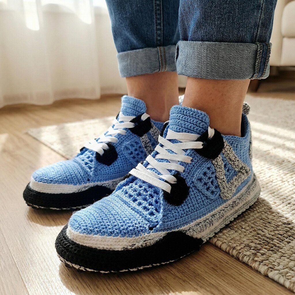 Crochet Sneakers Jordan Carolina Blue - view 2 Crochet Sneakers Jordan Carolina Blue - view 2