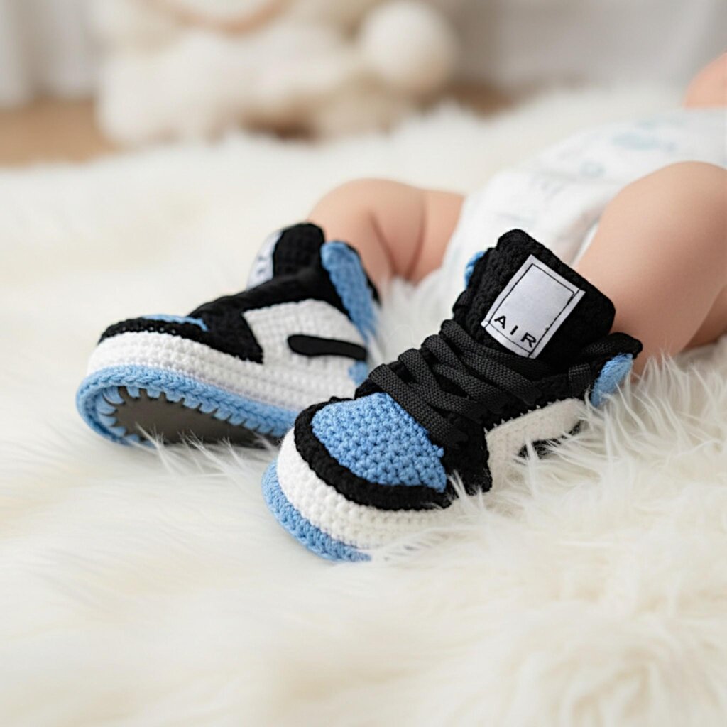 UNC Blue Crochet Baby Jordan Booties - view 3