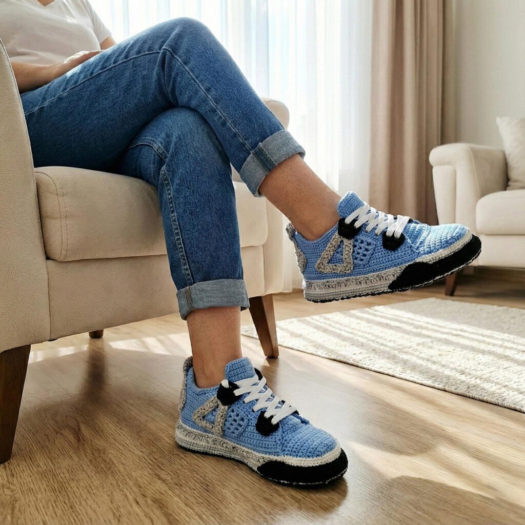 Crochet Sneakers Jordan Carolina Blue - view 5 Crochet Sneakers Jordan Carolina Blue - view 5