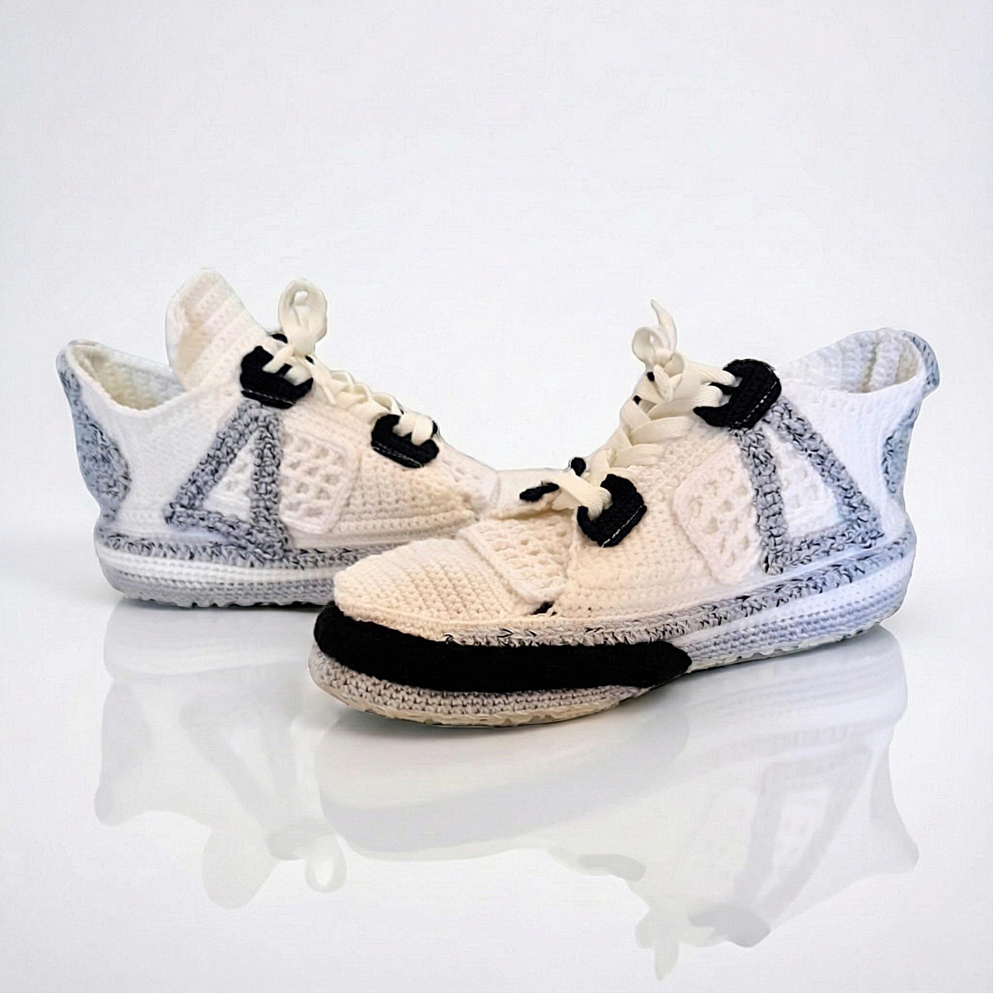 Custom Jordan Crochet Sneakers Retro Basketball Military Black Mens Slippers Knitted House Shoes Sneakerhead Gift Plush Booties Custom