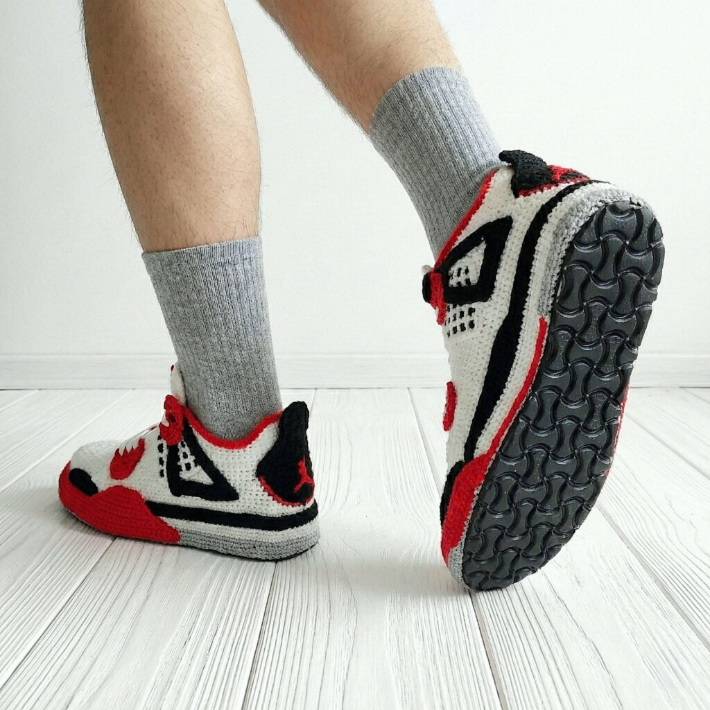 Basketball Style Crochet Sneaker Slippers - view 4