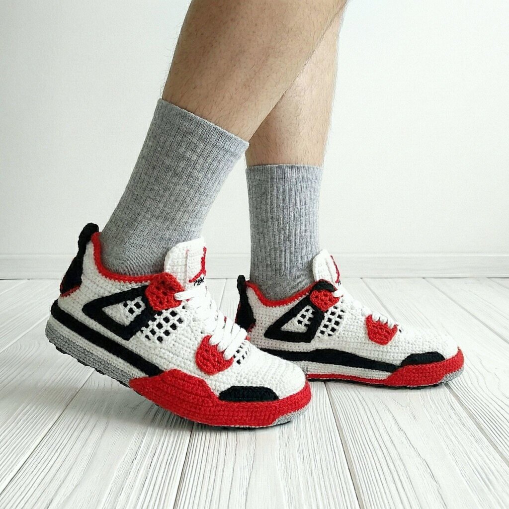 Basketball Style Crochet Sneaker Slippers - view 2