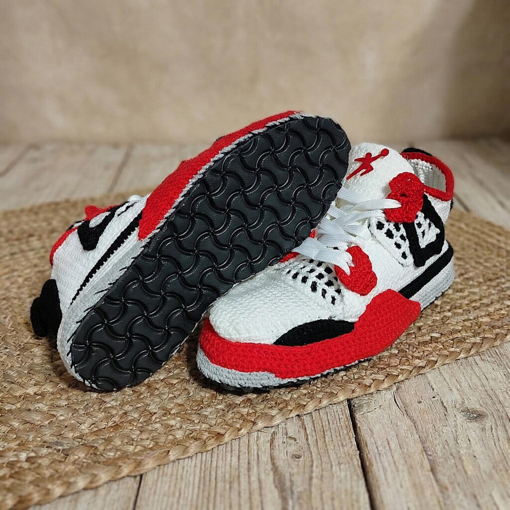 Basketball Style Crochet Sneaker Slippers - view 3