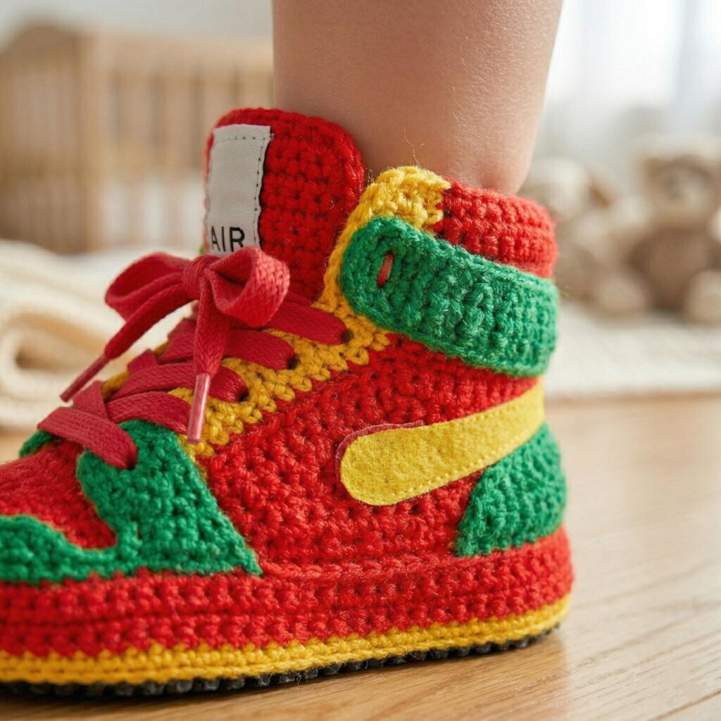 Crochet Newborn Jordan Colorful Sneakers - view 3