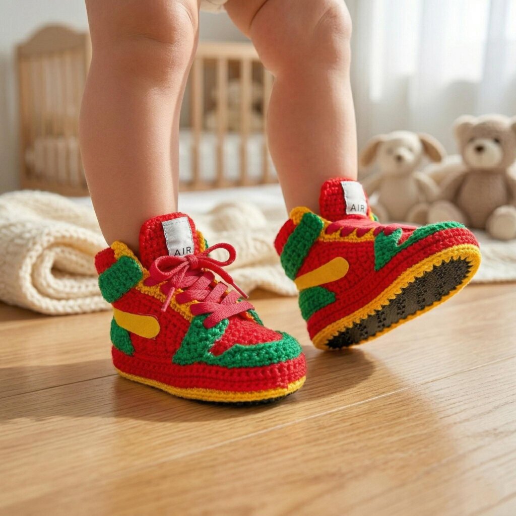 Crochet Newborn Jordan Colorful Sneakers - view 4